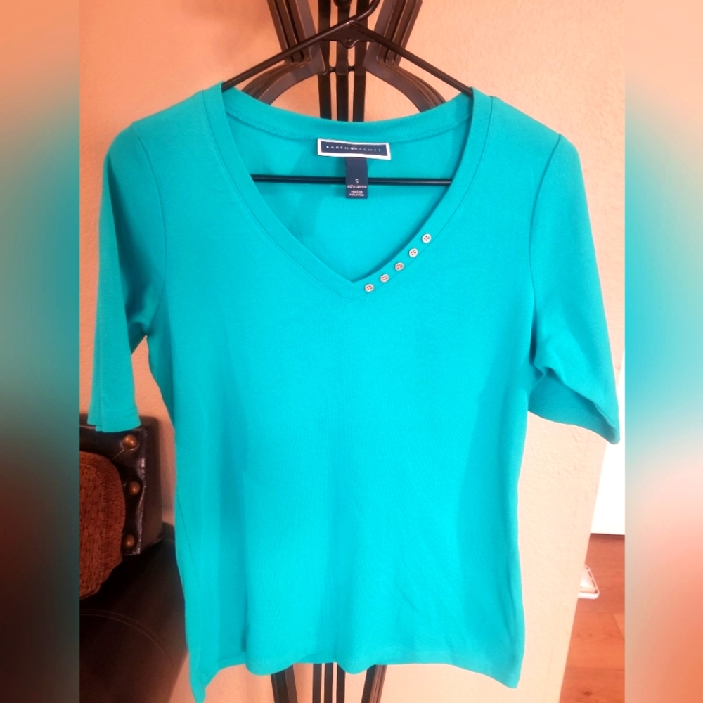 Turquoise Karen Scott Tshirt